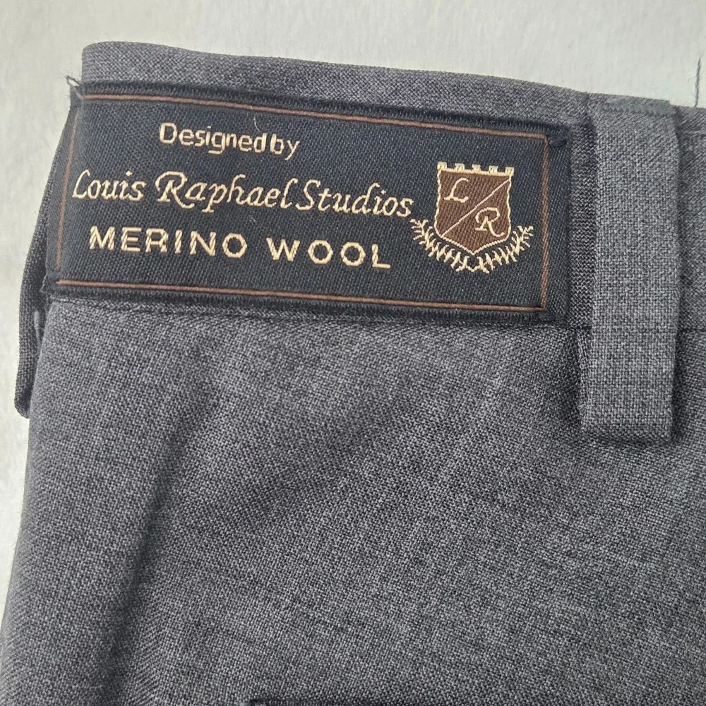 Louis Raphael Dress Pants Mens 36x30 Gray Excellent‎ 100% Worsted Wool Luxe Flat